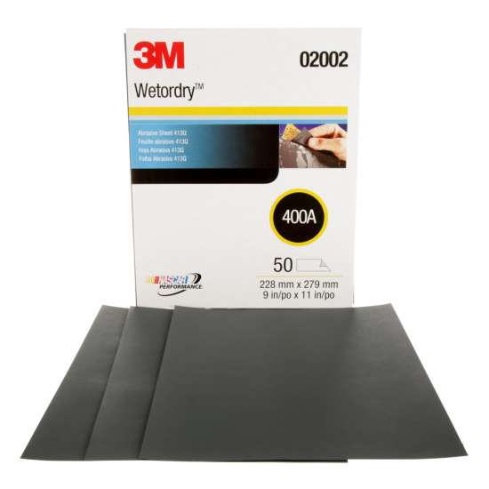 7000000318 Wetordry™ Abrasive Sheet 413Q, 02002, 400, 9 in x 11 in, 50 sheets per carton, 5 cartons per case