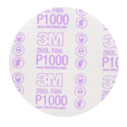 7000000568 Hookit™ Finishing Film Abrasive Disc 260L, 00969, 6 in, P1000, 100 discs per carton, 4 cartons per case