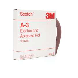 7000044879 Scotch® Electrician's Abrasive Roll A-3, 1 in x 25 yd, 120 J-weight, 10 ea/Case