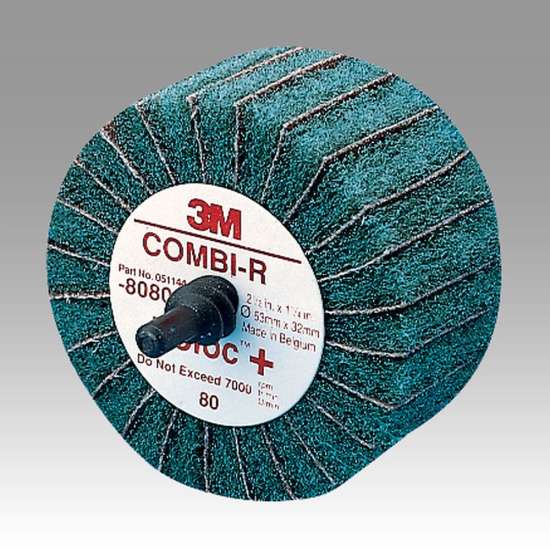 7000077960 Scotch-Brite™ Roloc™+ Combi-R Wheel 80802, 2-1/2 in x 1-1/4 in 80 X-weight, 10 ea/Case
