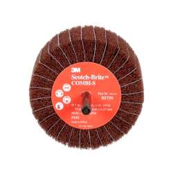 7000077964 Scotch-Brite™ Combi-S Wheel 80799, 3 in x 1-3/4 in 1/4 in Shank P180 X-weight, 10 ea/Case