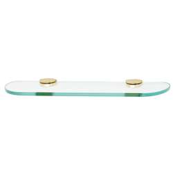 18-in Glass Shelf with Brackets Modern in Polished Brass