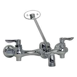 Exposed Yoke Wall Mount Service Sink Faucet with Top Brace and Vandal - Resistant Handles
