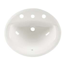 Oval Drop-In Bathroom Sink With 3 Faucet Holes (8 Centers)
