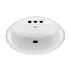 Oval Drop Lavatory Sink with Three Faucet Holes (4 Centers) in White