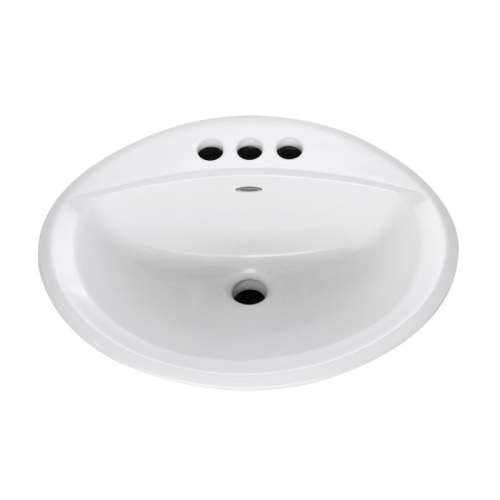 Oval Drop-In Bathroom Sink With 3 Faucet Holes (4 Centers)