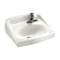 0356.439.020 Wall Mounted Lavatory Sink for Wall Hangers (included) or Concealed Arms (not included) with Single Faucet Hole on Right in White