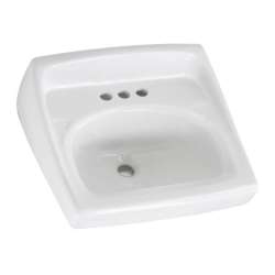 0355.912.020 Wall Mounted Lavatory Sink for Wall Hangers (included) or Concealed Arms (not included) with Three Faucet Holes (4 Centers) in White