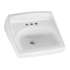 0355.912.020 Wall Mounted Lavatory Sink for Wall Hangers (included) or Concealed Arms (not included) with Three Faucet Holes (4 Centers) in White