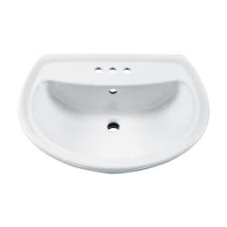 0236.004.020 Pedestal Lavatory Top with Three Faucet Holes (4 Centers) without Pedestal Leg in White