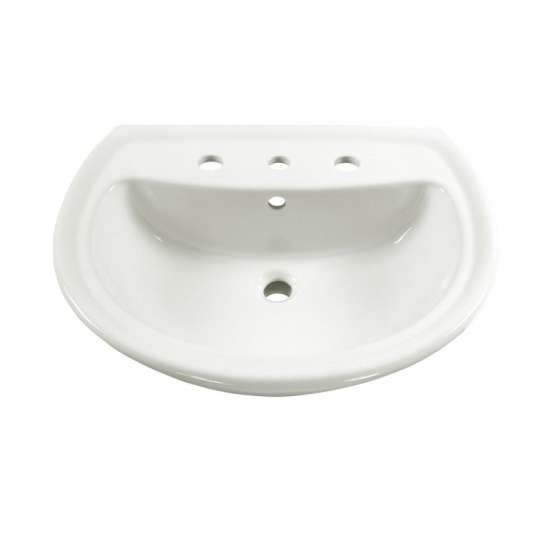 0236.008-M Pedestal Lavatory Top with Three Faucet Holes (8 Centers) without Pedestal Leg