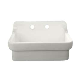 Kitchen Sink with High Backsplash aand 8 CC for Wall Mounted Faucet in White