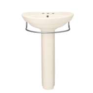 Two-Piece Pedestal and Lavatory with Three Faucet Holes (4 Centers) in White