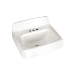 20 Enameled Cast Iron Wall Mounted Sink with Backsplash and 4 CC in White