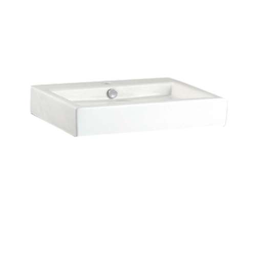 Rectangular Vessel Sink with Single Faucet Hole in White