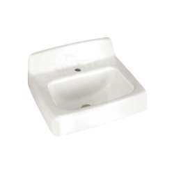 20 Enameled Cast Iron Wall Mounted Sink with Backsplash and Center Faucet Hole in White