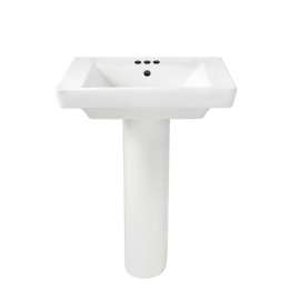Two Piece Pedestal and Lavatory with Three Faucet Holes (4 Centers)