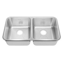 32 7/8-18 3/4-9 Double Bowl 18 Gauge Stainless Steel Undermount Sink in Brushed Stainless Steel