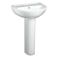 22 Two-Piece Lavatory and Pedestal with Single Faucet Hole in White