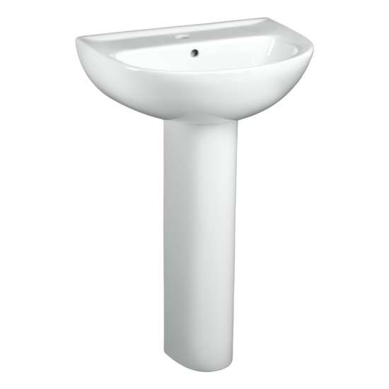 22 Two-Piece Lavatory and Pedestal with Single Faucet Hole in White