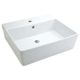 Fireclay Vessel Lavatory with Single Faucet Hole in White