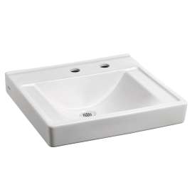 Everclean Wall-Hung Bathroom Sink with Center Hole Only with Right Hand Soap Dispenser Less Overflow in White