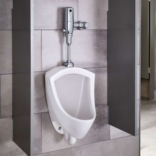 0.5 GPF Urinal System with Selectronic Battery-Powered Flush Valve in White