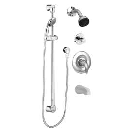TU662224.002 Commercial Shower System Trim Kit 2.5 gpm/9.5 Lpm with 36 Inch Slide Bar, Hand Shower, Showerhead and Tub Spout, Polished Chrome 