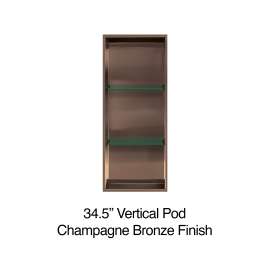 SMSTV3414-CB 14-in x 4-in x 34-in Recessed Stainless Steel Vertical Shower Storage Pod With Two Shelves, Champagne Bronze