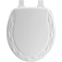 Wood Round Toilet Seat in White
