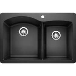 Diamond/Artona KF-440215 60/40 Dual Mount Sink Kit with Pull-Down Faucet and Strainer in Anthracite