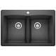 Diamond SILGRANIT 33" 50/50 Double Bowl Dual Mount Kitchen Sink - Anthracite, 440220