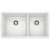 Precis SILGRANIT 33" 60/40 Double Bowl Undermount Kitchen Sink - White, 441125
