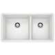 Precis SILGRANIT 33" 60/40 Double Bowl Undermount Kitchen Sink - White, 441125