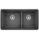 Precis SILGRANIT 33" 60/40 Double Bowl Undermount Kitchen Sink - Anthracite, 441128