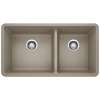 Precis SILGRANIT 33" 60/40 Double Bowl Undermount Kitchen Sink - Truffle, 441296