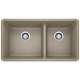 Precis SILGRANIT 33" 60/40 Double Bowl Undermount Kitchen Sink - Truffle, 441296