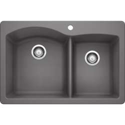 Diamond/Artona KF-441465 60/40 Dual Mount Sink Kit with Pull-Down Faucet and Strainer in Cinder