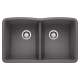 Diamond SILGRANIT 32" 50/50 Double Bowl Undermount Kitchen Sink - Cinder, 441470