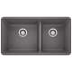 Precis SILGRANIT 33" 60/40 Double Bowl Undermount Kitchen Sink - Cinder, 441479