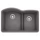 Diamond SILGRANIT 32" 60/40 Double Bowl Undermount Kitchen Sink with Low Divide - Cinder, 441591