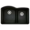 Diamond SILGRANIT 32" 60/40 Double Bowl Undermount Kitchen Sink with Low Divide - Coal Black, 442910