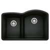 Diamond SILGRANIT 32" 40/60 Reverse Double Bowl Undermount Kitchen Sink with Low Divide - Coal Black, 442911