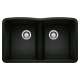 Diamond SILGRANIT 32" 50/50 Double Bowl Undermount Kitchen Sink - Coal Black, 442913