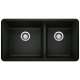 Precis SILGRANIT 33" 60/40 Double Bowl Undermount Kitchen Sink - Coal Black, 442926