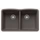 Diamond SILGRANIT 32" 50/50 Double Bowl Undermount Kitchen Sink - Volcano Gray, 443105