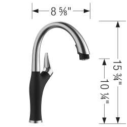 526401-M Blanco 526401 Artona Single-Lever Pull-Down Kitchen Faucet with 1.5 GPM in Coal Black/Stainless