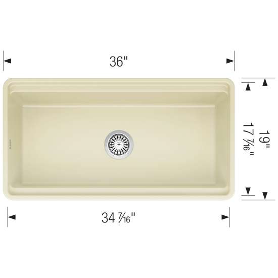 19-in x 36-in Fireclay 10-in Deep Kitchen Sink, in Biscuit