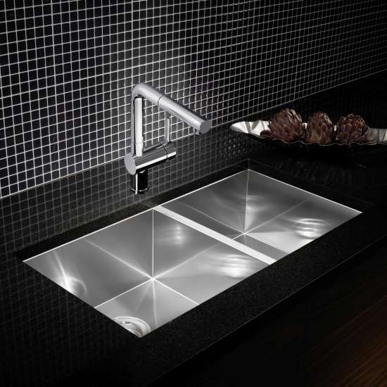 18-In X 33-In Double-Basin Stainless Steel Undermount Residential Kitchen Sink in Satin