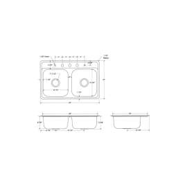 Garnet Self Rimming 4 Hole Punch Kitchen Sink, in White